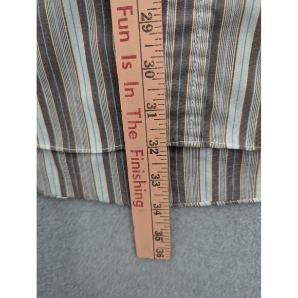 Plains Western Wear Shirt Mens XL Brown Stripe Pearl Snap Cowboy Rodeo Retro - Picture 5 of 11